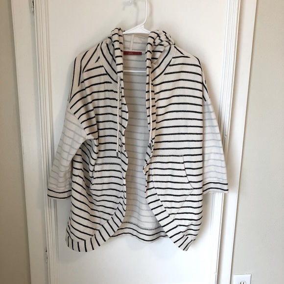 edc Esprit Cream Black Stripe Hooded Jacket Large - Picture 1 of 5